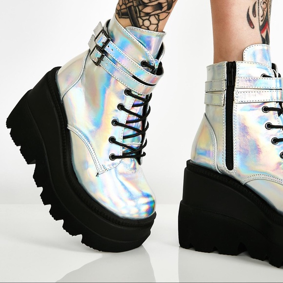Demonia Shoes - Holographic platforms